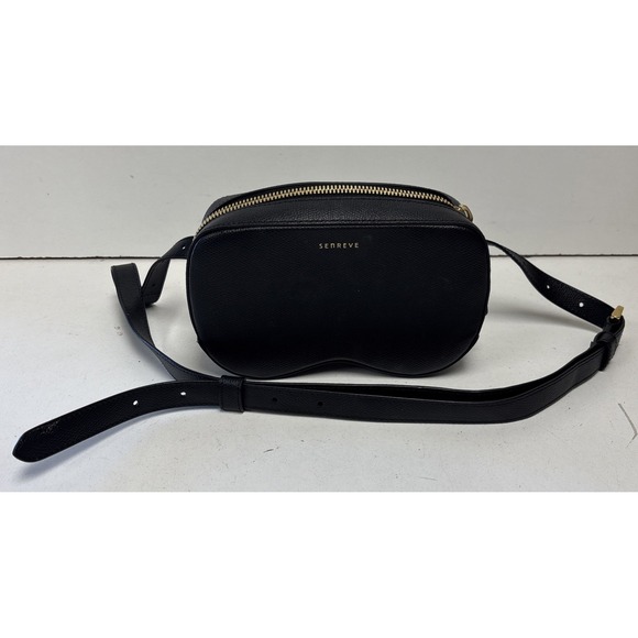 Senreve Coda Black Textured Hard Shell Leather Convertible Crossbody Belt Bag - Picture 1 of 11